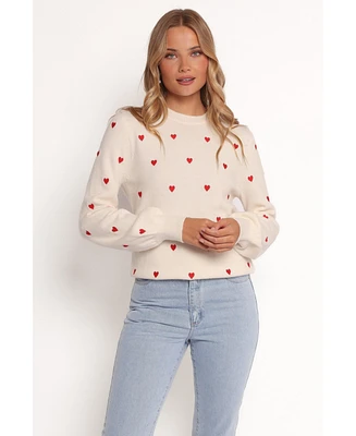 Petal and Pup Women's Xadie All Over Mini Heart Sweater