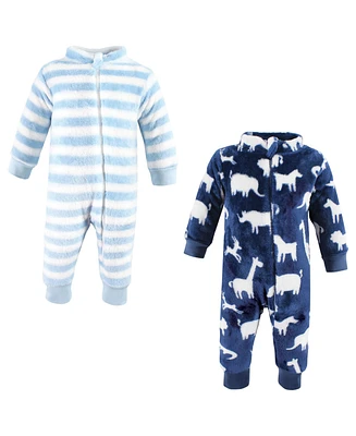 Hudson Baby Boys Plush Jumpsuits, Safari Silhouette, 9-12 Months