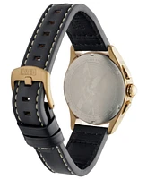 Avi-8 Men's Spitfire Lock Chronograph Black Leather Strap Watch