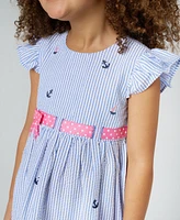 Rare Editions Toddler and Little Girls Nautical Seersucker Dress
