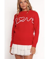 Petal and Pup Women's Love Embroidered Knit Sweater