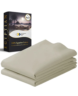 Luxury 100% Egyptian Cotton Pillowcases King Set of 2 - Classic Percale, Soft & Breathable, Fits Pillows