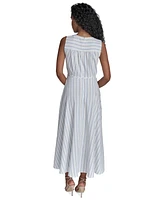 Calvin Klein Women's Striped Faux-Wrap Maxi Dress