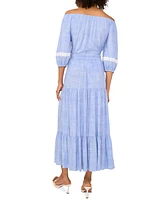 Sam & Jess Petite Drawstring-Waist Tiered Maxi Skirt