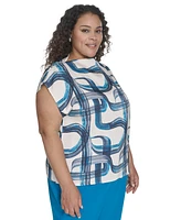 Calvin Klein Plus Printed Cap Sleeve Top