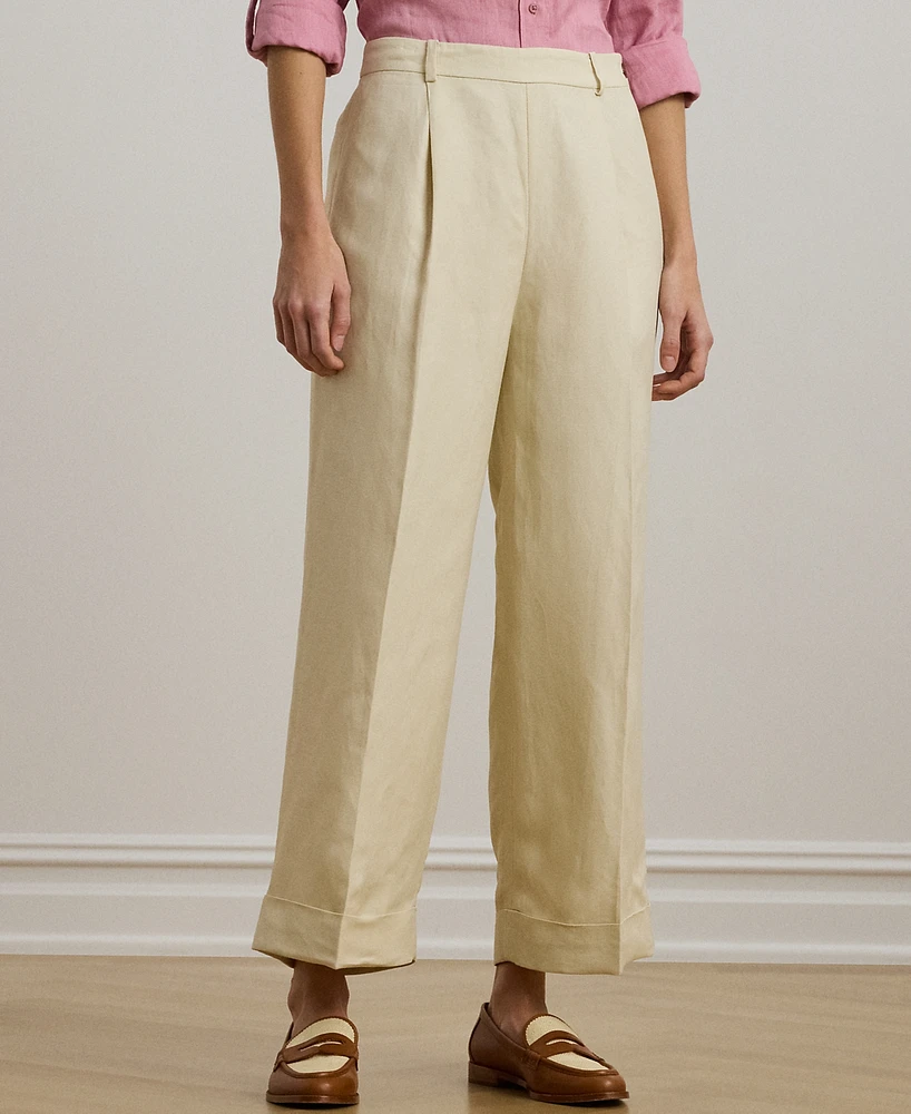 Lauren Ralph Petite Linen-Blend Twill Wide-Leg Pants