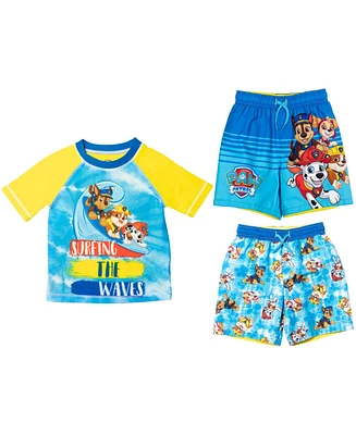 Paw Patrol Toddler Boys Pullover Rash Guard and Swim Trunks