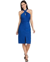 R & M Richards Petite Textured Halterneck Midi Dress