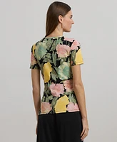 Lauren Ralph Petite Floral Stretch Cotton Crewneck Tee