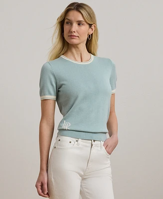 Lauren Ralph Petite Two-Tone Short-Sleeve Sweater