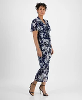 Connected Women's Shirred-Front Short-Sleeve Sheath Dress