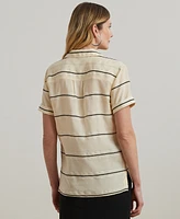 Lauren Ralph Petite Striped Short-Sleeve Camp Shirt