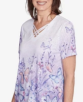 Alfred Dunner Petite Crystal Springs Crisscross Ombre Butterfly Top