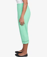 Alfred Dunner Petite Rise & Shine Lace Dotted Trim Capri Pants