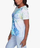 Alfred Dunner Petite St. Thomas Dramatic Floral Print Top