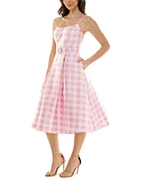 pear culture Women's Checkered Fit & Flare Midi Dress