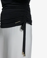 Halston Women's Ruched Faux-Wrap Top