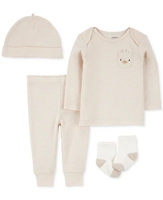 Carter's Baby Boys Striped Duck Top, Hat, Pants & Socks, 4 Piece Set