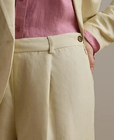 Lauren Ralph Women's Linen-Blend Twill Wide-Leg Pants