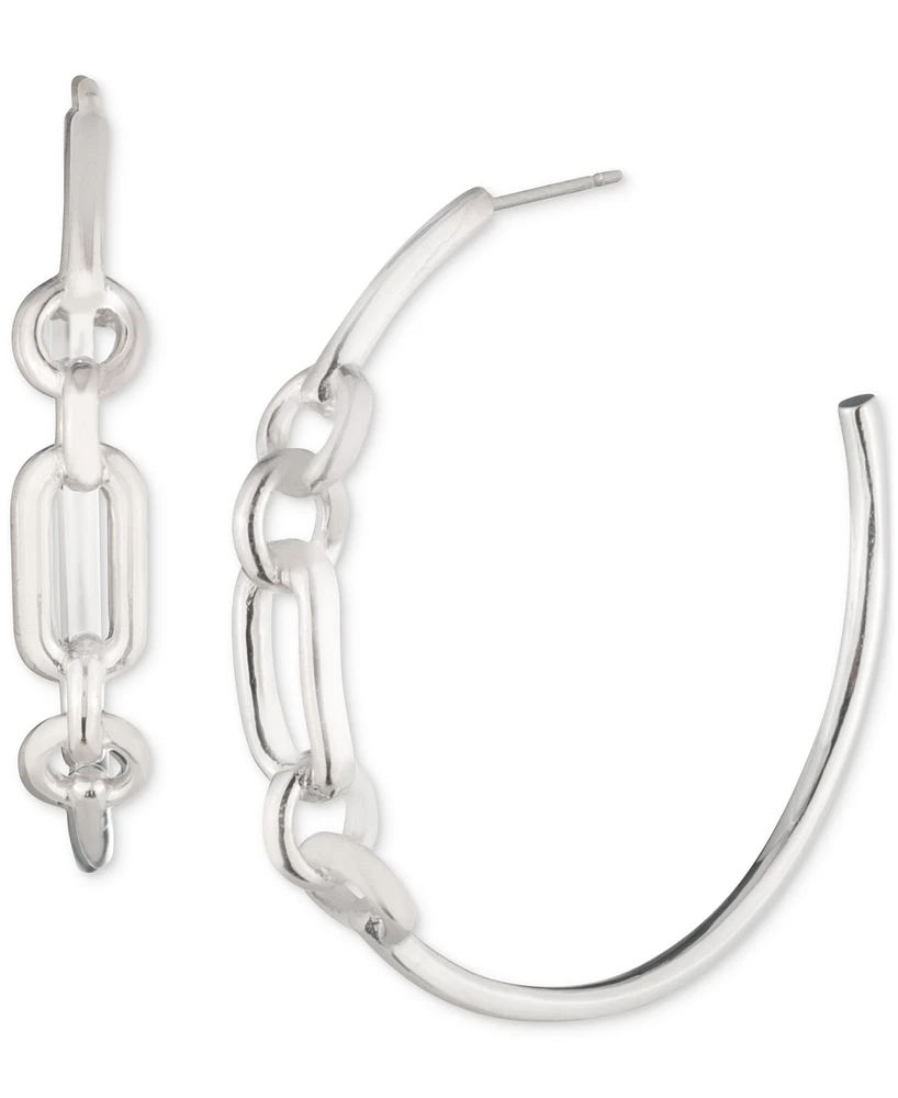 Lauren Ralph Lauren Sterling Silver Medium Link C-Hoop Earrings, 1.38"