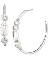 Lauren Ralph Lauren Sterling Silver Medium Link C-Hoop Earrings, 1.38"