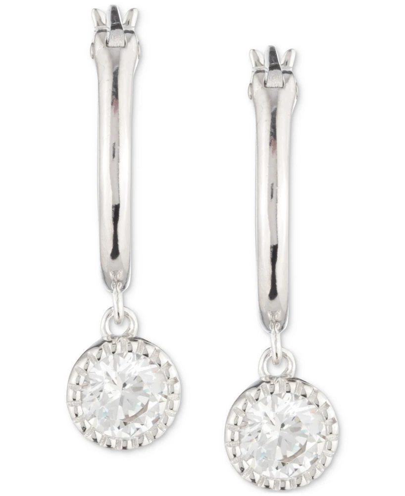 Lauren Ralph Lauren Sterling Silver Cubic Zirconia Charm Huggie Hoop Earrings