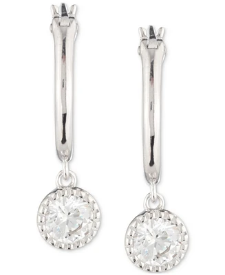 Lauren Ralph Lauren Sterling Silver Cubic Zirconia Charm Huggie Hoop Earrings
