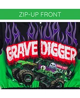 Monster Jam Toddler Boys Grave Digger French Terry Racing Zip Up Coverall to