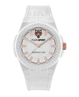 Plein Sport Men's Laserstrike Three Hand Quartz White Silicone Strap Watch, 42mm