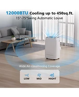 Cowsar 12000 Btu 4-in-1 Portable Ac, 24H Timer, 450sq.ft, <53dB, Low Noise, Stand Up,Bedroom