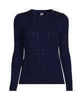 Lands' End Women's Cotton Viscose Button Shoulder Modern Crew Sweater