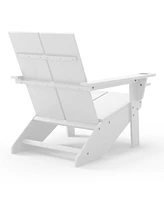 Outdoor Hdpe Modern Adirondack Chair with Folding Patio Ottoman and Cup Holder