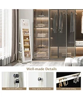 Rotatable 2-in-1 Lockable Jewelry Cabinet with Full-Length Mirror
