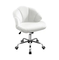 Yaheetech Velvet Desk Chair with Tufted Shell-Shaped Back