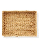 Casafield (Set of 4) Water Hyacinth 12-1/2"x17"x5" Pantry Baskets w/ Chalkboard Labels and Marker -Natural, Woven Storage Bins for Kitchen Shelves