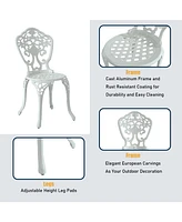 Outdoor Dining Chair Set of 2, Cast Aluminium Patio Chairs Outdoor Bistro Chairs
