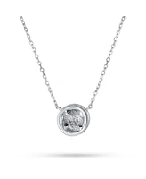 Bling Jewelry Classic Round 1CT Solitaire Bezel Set Blue White Fire Orange Created Opal Pendant Station Necklace Gold Plated.925 Sterling Silver