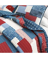 Linery & Co. All Season 3 Piece Americana Stitched Quilt Set with Shams