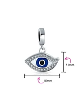 Bling Jewelry Crystal Amulet Protection Blue Evil Eye Dangle Charm Bead Enamel .925 Sterling Silver Fits European Bracelet