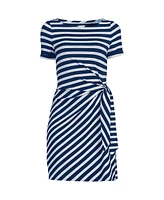 Lands' End Women's Short Sleeve Cotton Modal Wrap Mini Dress