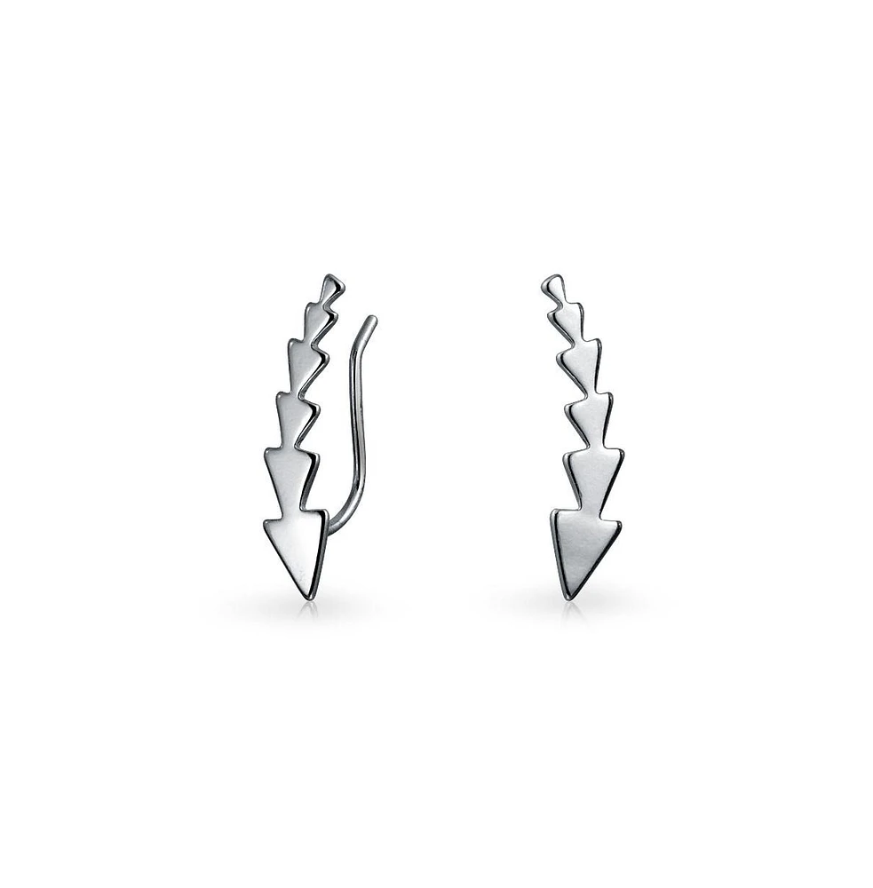 Bling Jewelry Minimalist Geometric Arrow Ear Cuff Cartilage Climbers in Sterling Silver