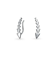 Bling Jewelry Minimalist Geometric Arrow Ear Cuff Cartilage Climbers in Sterling Silver