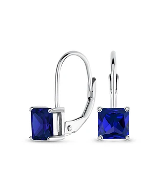 Bling Jewelry Classic Cubic Zirconia Square Princess Cut Solitaire Cz Lever back Earrings Gold Plated .925 Sterling Silver