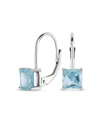 Bling Jewelry Classic Cubic Zirconia Square Princess Cut Solitaire Cz Lever back Earrings Gold Plated .925 Sterling Silver