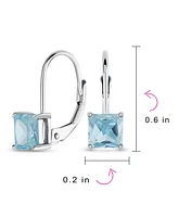 Bling Jewelry Classic Cubic Zirconia Square Princess Cut Solitaire Cz Lever back Earrings Gold Plated .925 Sterling Silver