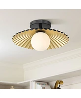 Rosa 11 1/2" Wide Matte Black and Gold Led Ceiling Light - Franklin Iron Works