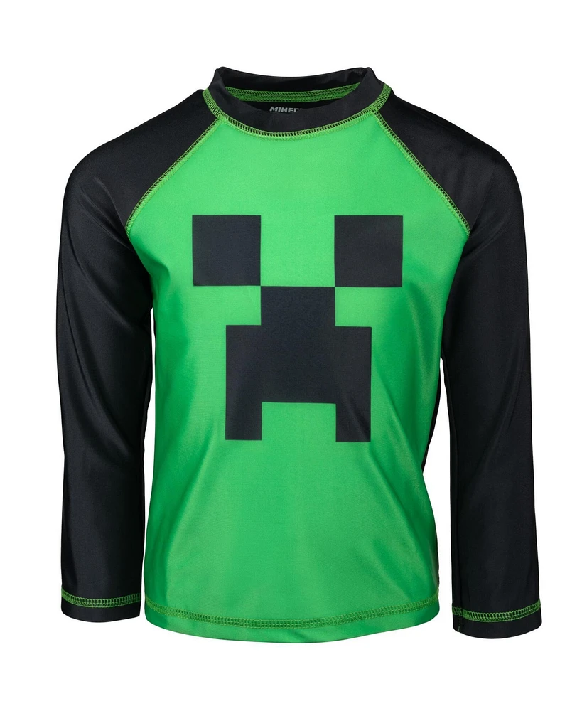 Minecraft Boys Rash Guard Swim Shirt