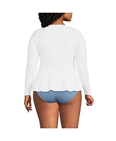 Lands' End Plus Long Sleeve Pique Peplum Upf 50 Rash Guard