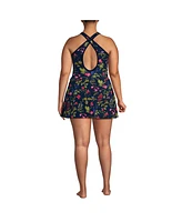 Lands' End Plus Tugless High Neck Swim Dress Swimsuit