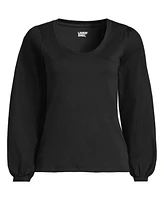 Lands' End Plus Supima Interlock Scoop Neck Blouson Sleeve Top
